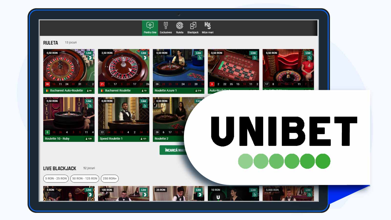 Unibet – Cel mai bun live casino pentru mesele de Blackjack