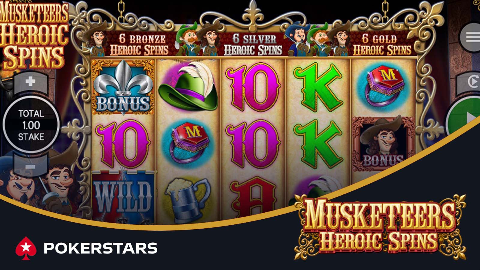 Musketeers Heroic Spins de la Pokerstars Casino